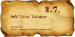 Málics Talabor névjegykártya